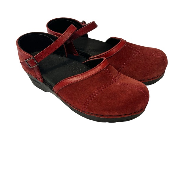 Dansko Mary Jane Clogs Red Suede Size 39 - Picture 1 of 11